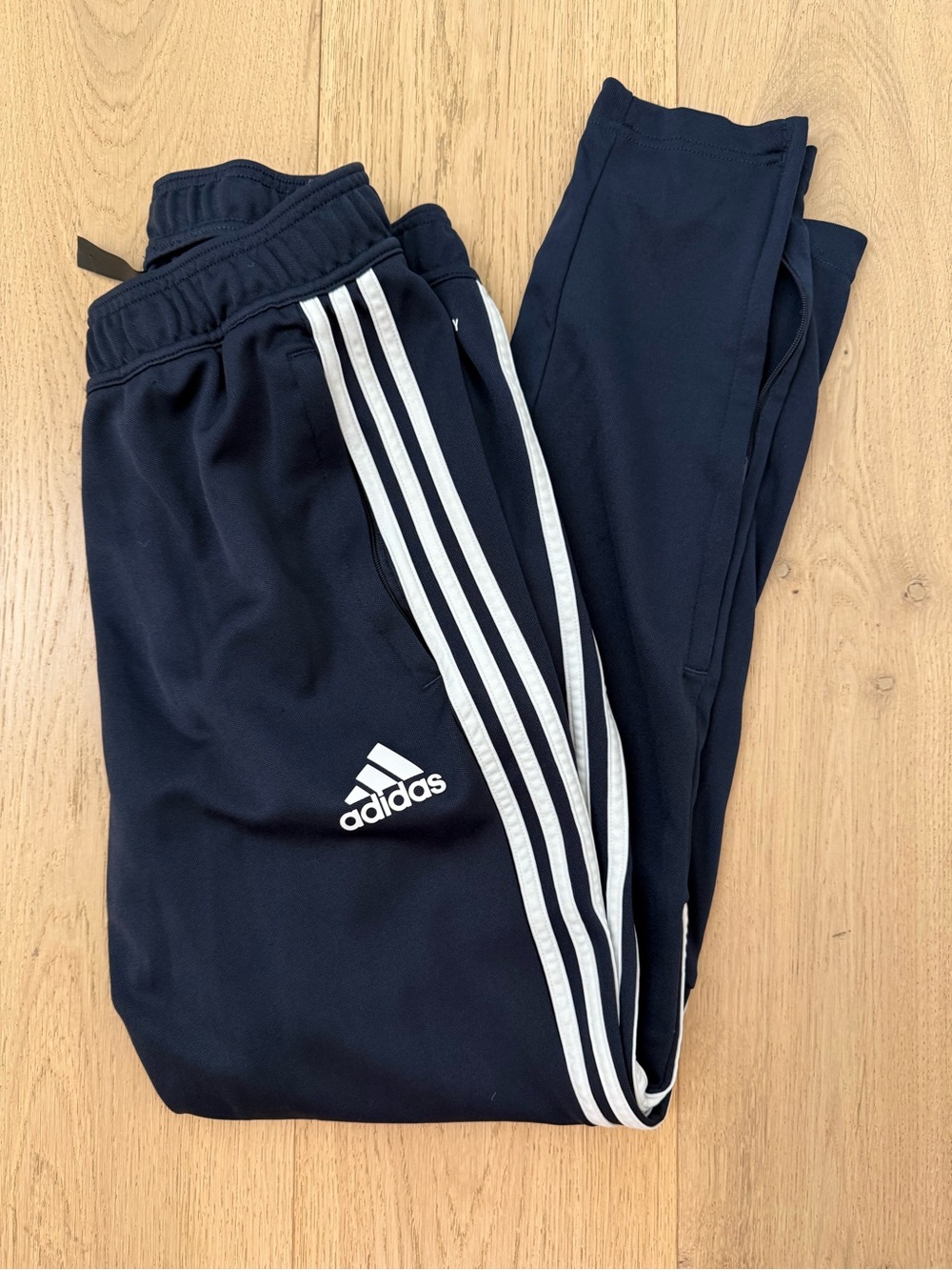 adidas Men’s Navy Blue Track Pants with White Three Stripes